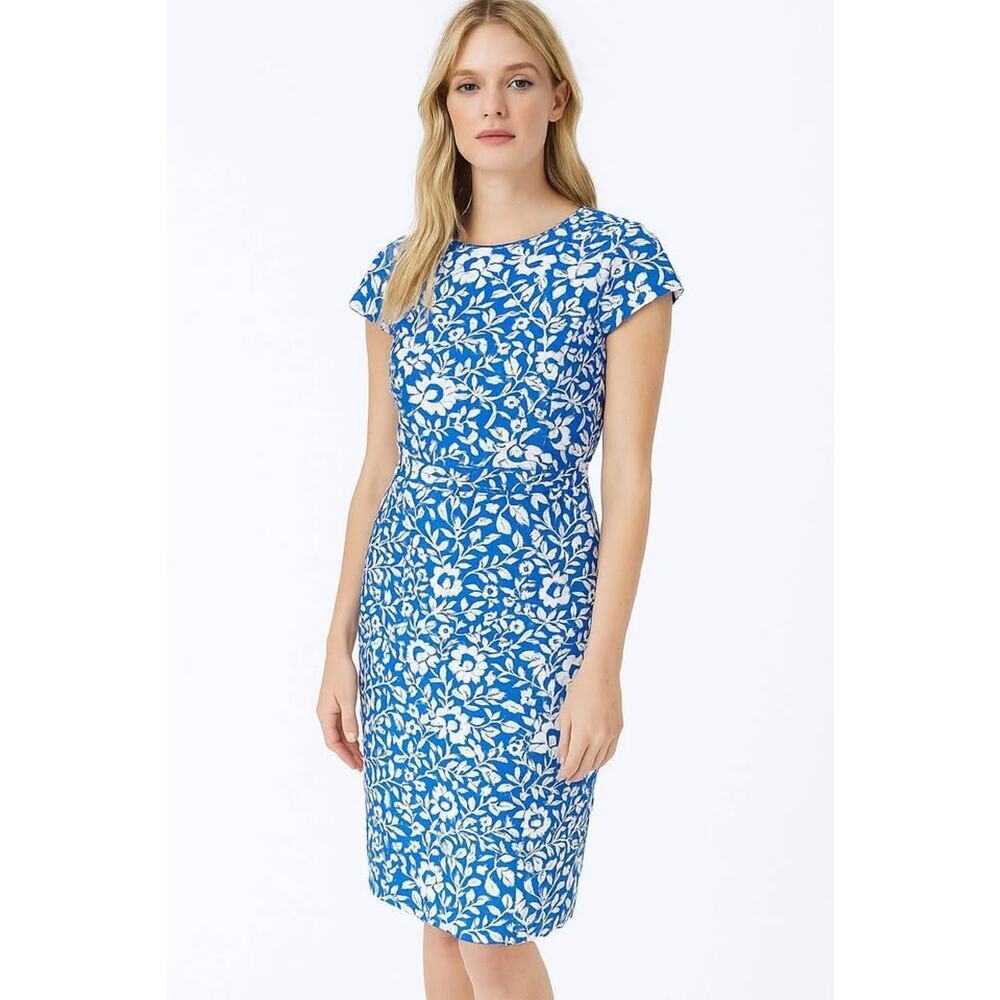 Alex Marie Women’s Size 8 Cap Sleeve Blue White Floral Dress
